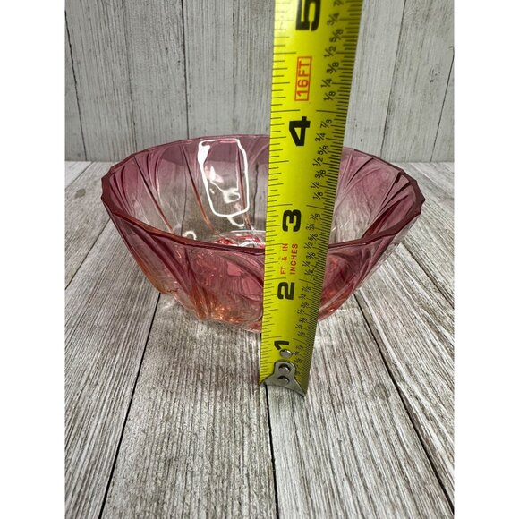 Anthropologie Vintage Style Glass Salad Fruit Serving Bowl Red Ribbed 5.5" DIA - Picture 8 of 8
